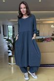 Made in Italy Cooper Needlecord Cocoon Dress Charcoal